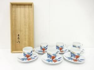 今泉今右衛門造　錦山吹絵　珈琲碗　6客
